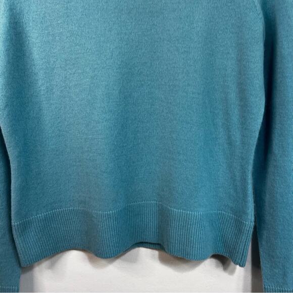 100% Cashmere | Bloomingdale’s Aqua Long Sleeve Turtleneck Sweater | Medium - Picture 4 of 6
